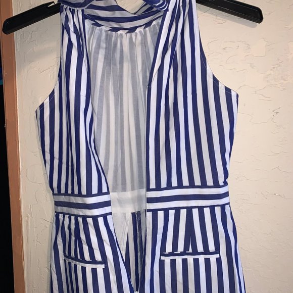 J.Crew size 00 blue white stripe halter wide leg Jump suit pantsuit romp… - Picture 9 of 14